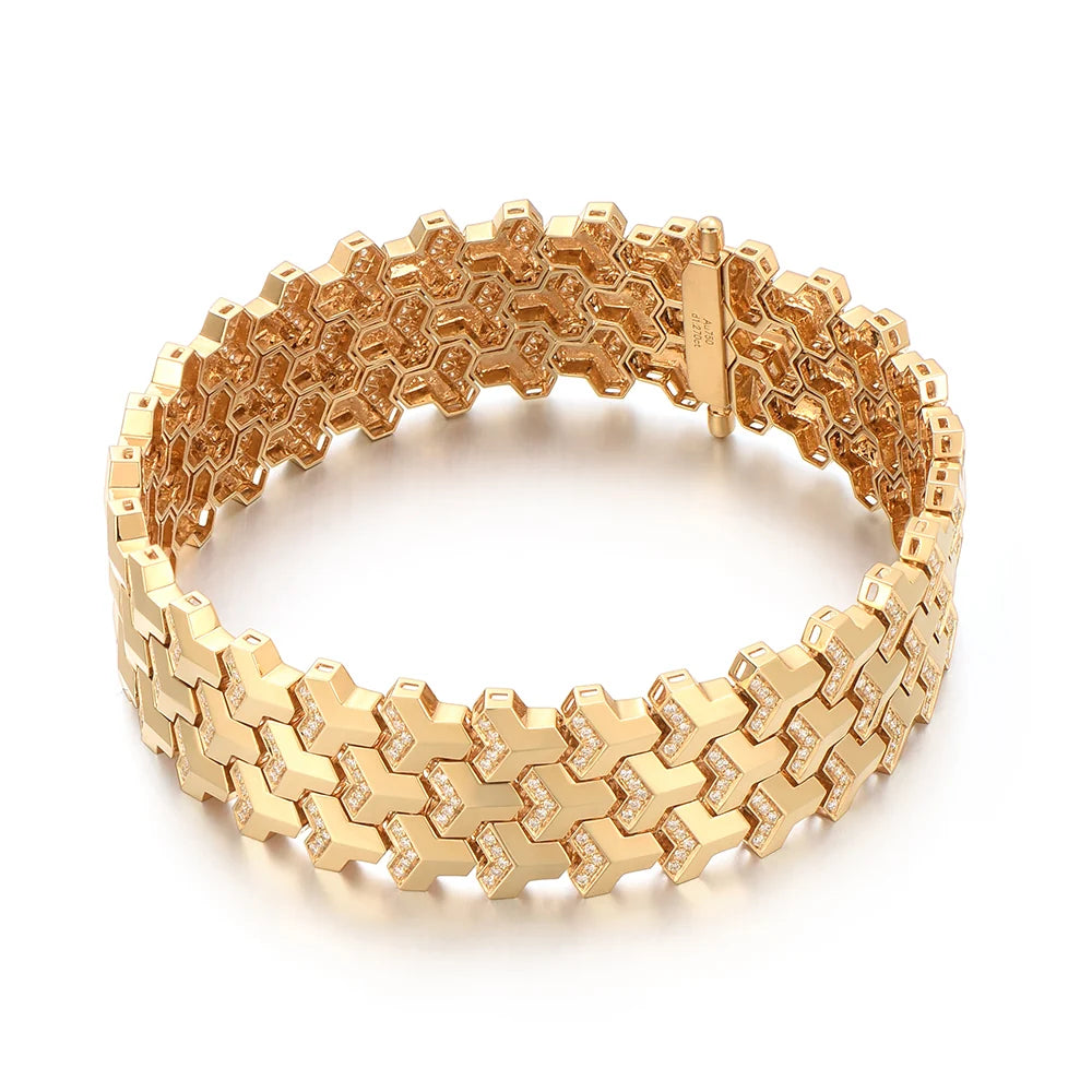 Custom 18K Gold Triple Row Armor Bracelet