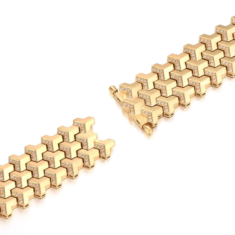 Custom 18K Gold Triple Row Armor Bracelet