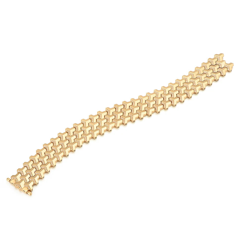 Custom 18K Gold Triple Row Armor Bracelet
