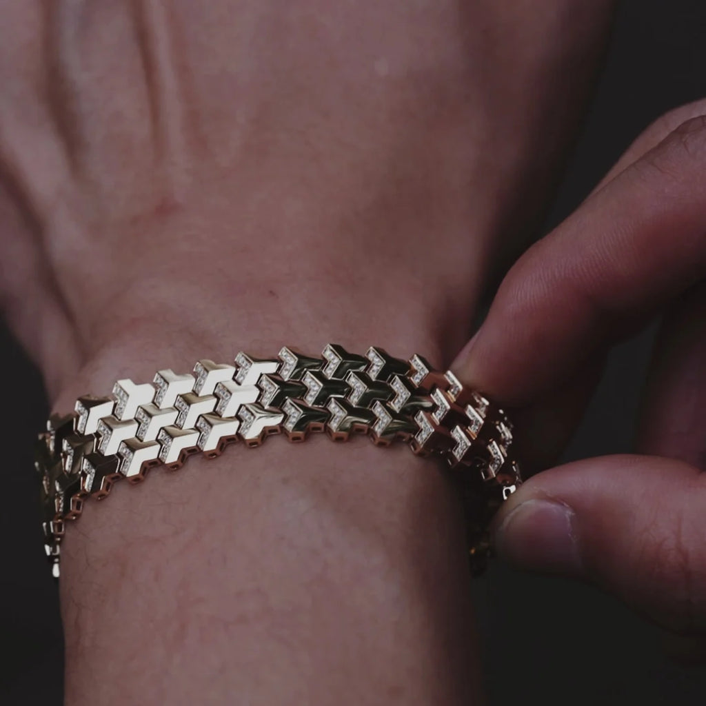 Custom 18K Gold Triple Row Armor Bracelet