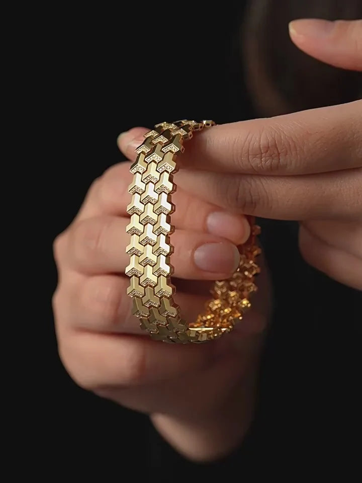 Custom 18K Gold Triple Row Armor Bracelet