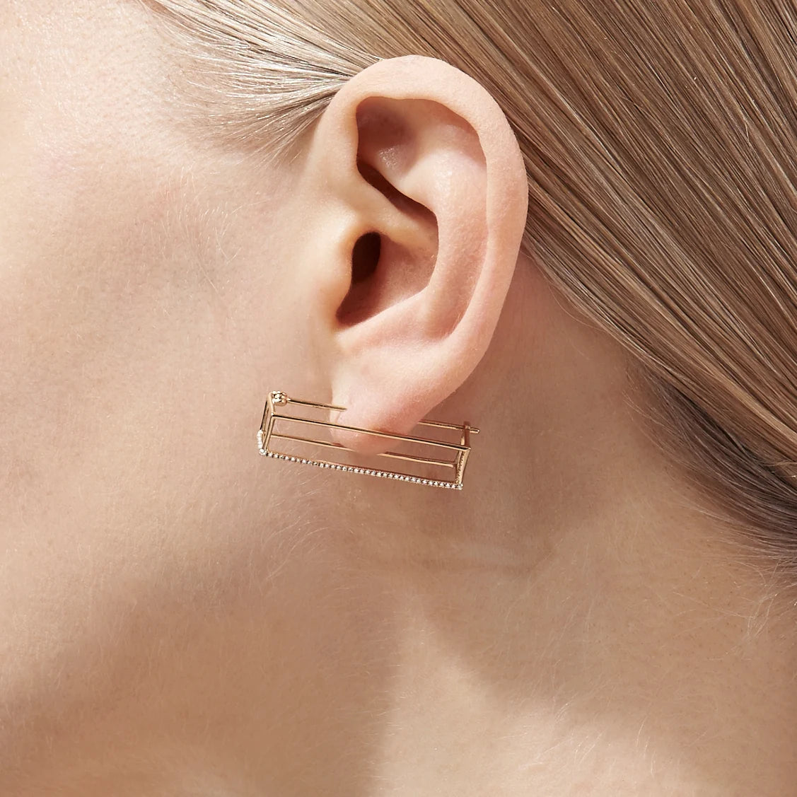 Diamond Shine Rectangle Earring Pair