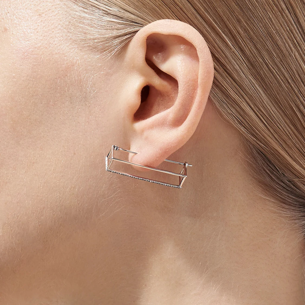 Diamond Shine Rectangle Earring Pair