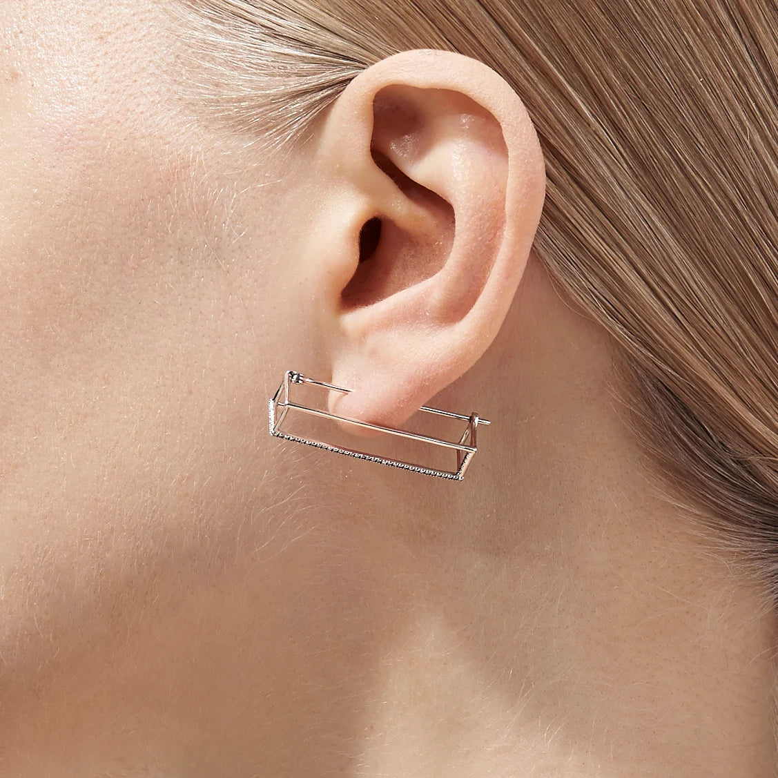 Diamond Shine Rectangle Earring Pair