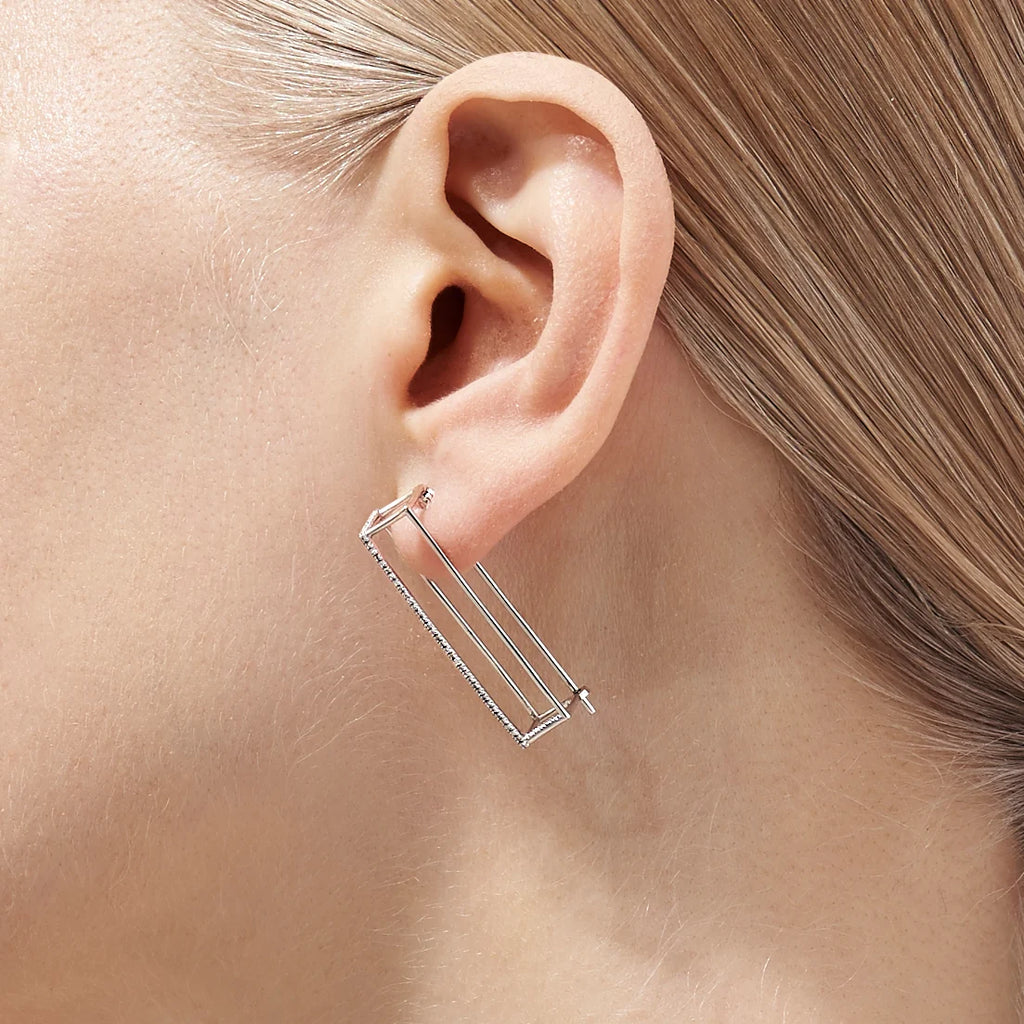 Diamond Shine Rectangle Earring Pair
